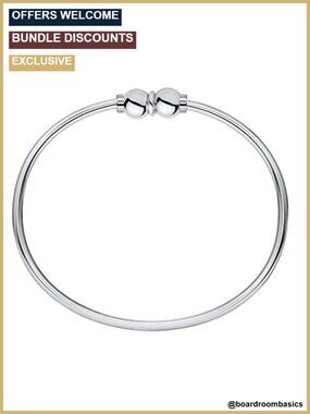 Sterling Silver Double Ball Threaded Bracelet 8 Inch Stiff Wire